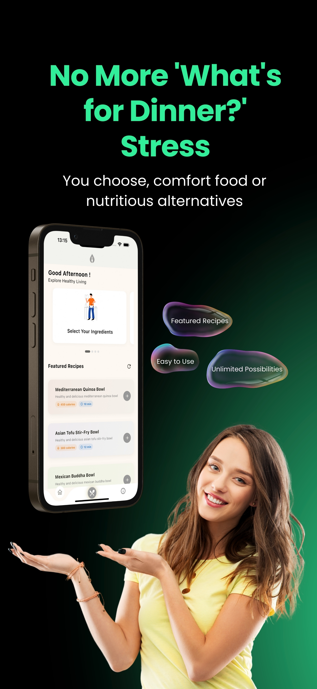 Healthy Bowl App - Recipe Generation Screen